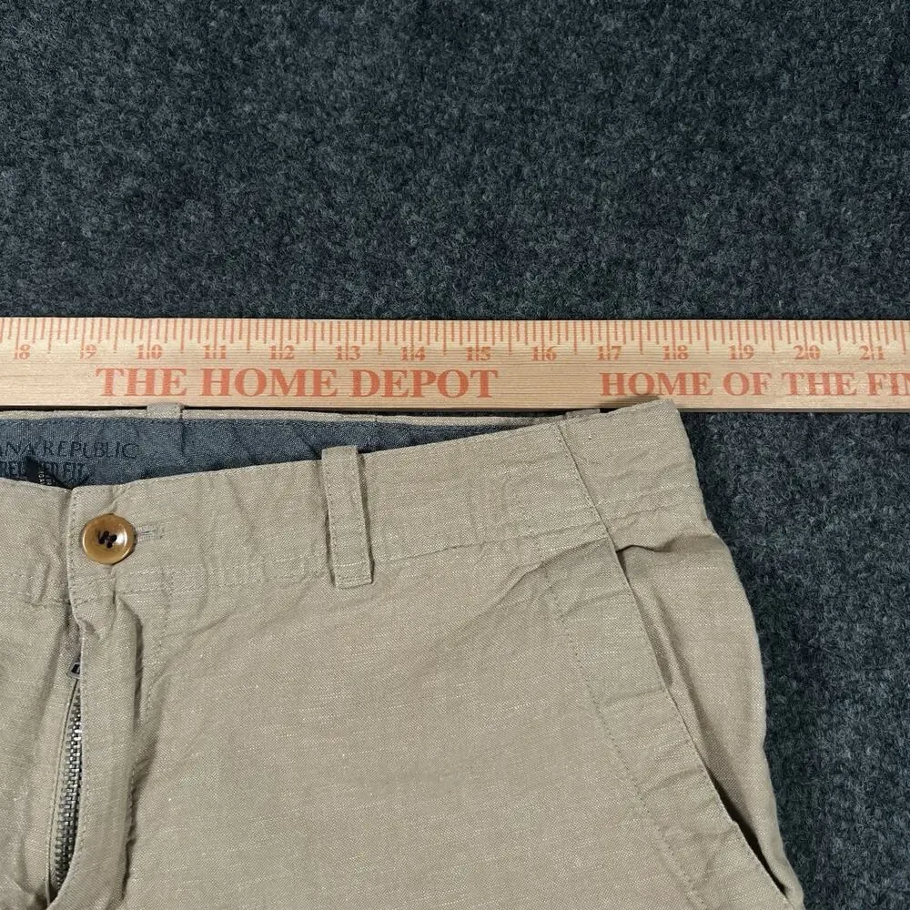 Banana Republic Relaxed Fit Tan Linen Cotton Chino Pants Mens 36x30 Drawstring